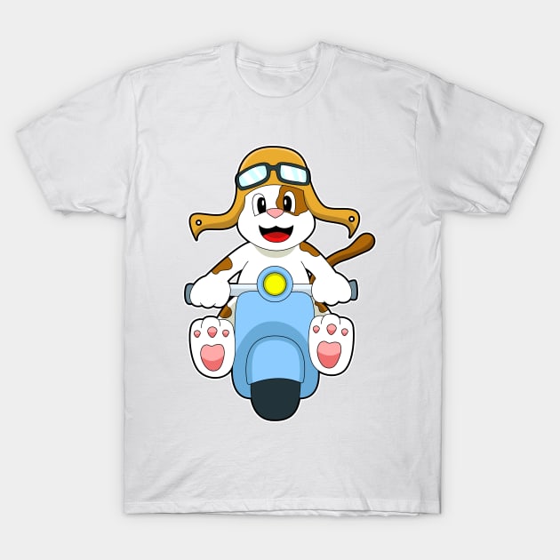 Dog as Biker with Scooter T-Shirt by Markus Schnabel